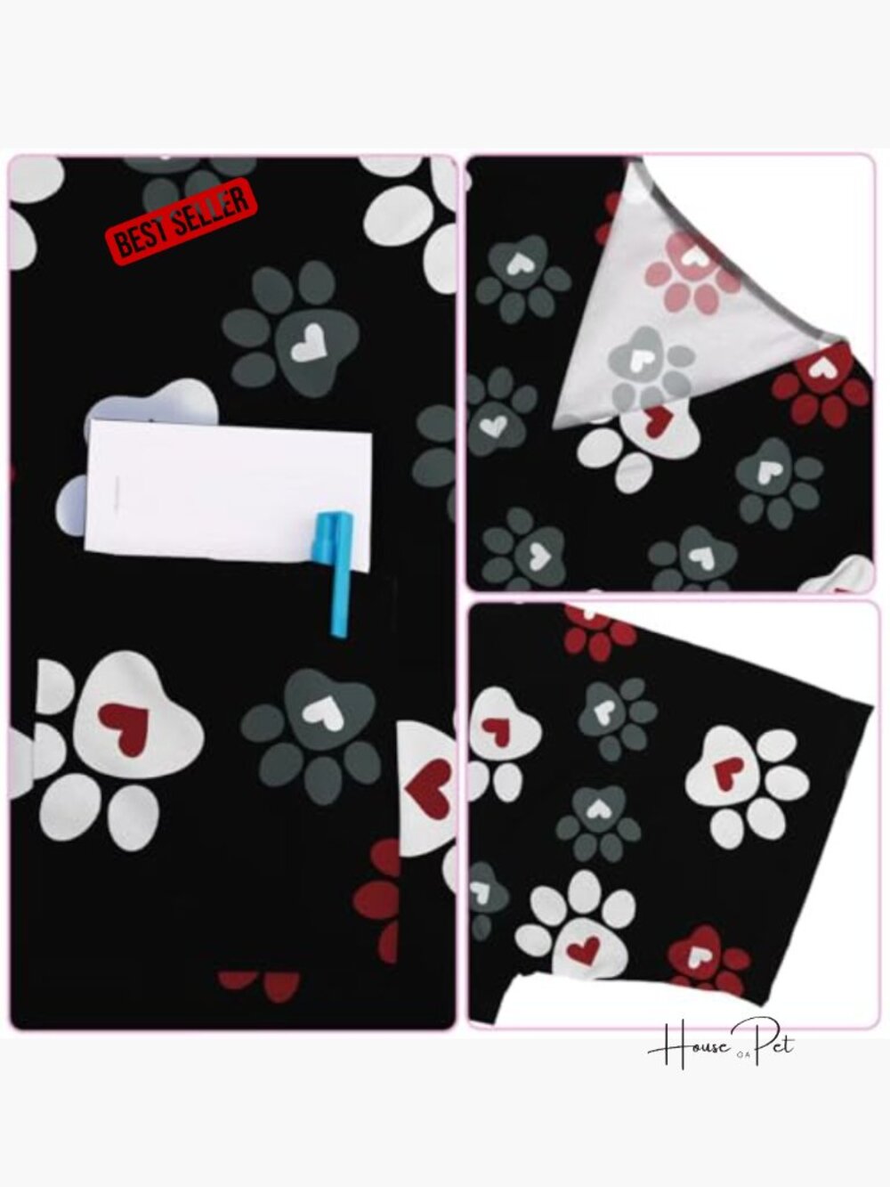 Cute Printed Scrub Top V Neck Short Sleeve Medical Nurse Uniform Soft With 2 View 5